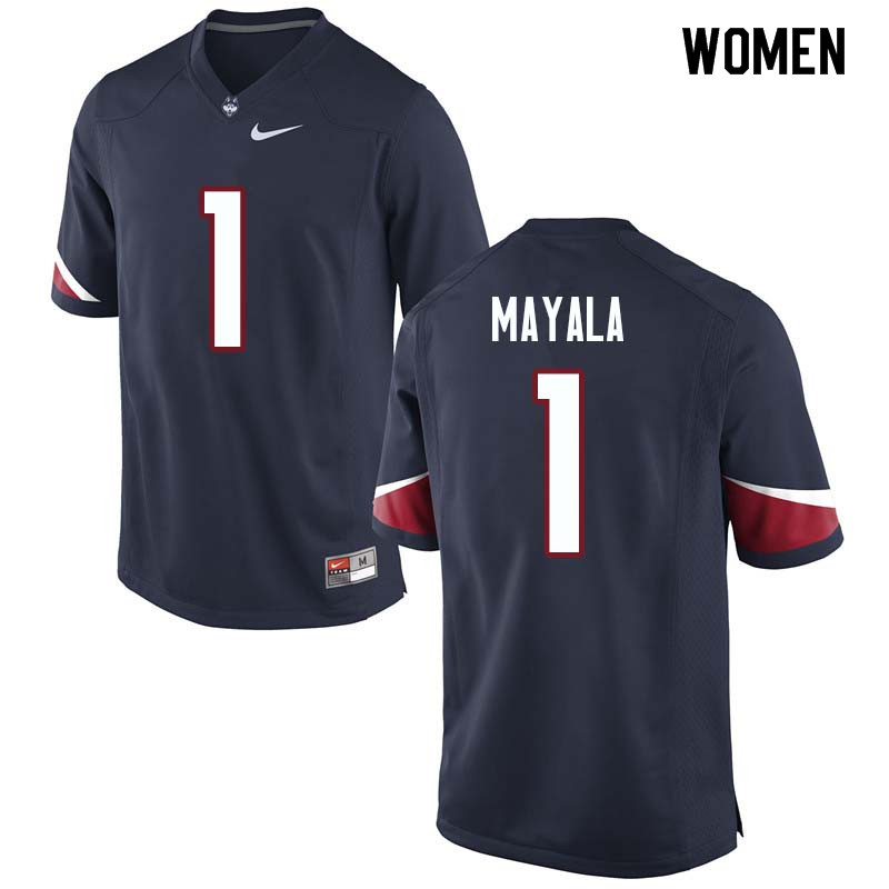 Women #1 Hergy Mayala Uconn Huskies College Football Jerseys Sale-Navy - Click Image to Close